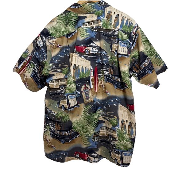 Go Barefoot Hawaiian Shirt Mens XL Woody Car‎ Jukebox Beach Aloha Short Sleeve - Picture 2 of 10